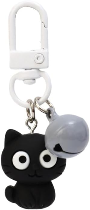 2 llaveros con dije de gato para llaves, mochila, bolso, joyería de moda para mujeres, parejas, regalos para amigos, Negro, 6x2.2cm