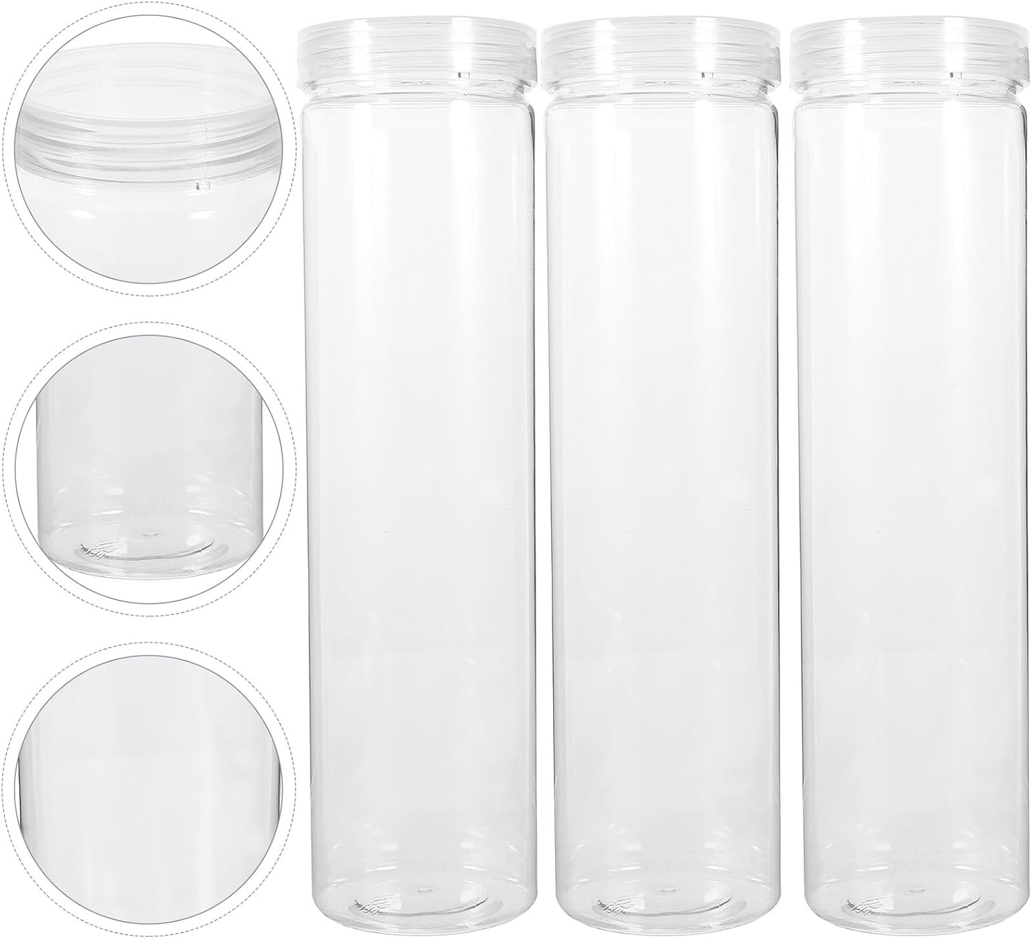 Tarros Herméticos para Alimentos Secos 700Ml 3 Piezas Recipientes Transparentes de PET con Tapa para Almacenar Arroz Harina y Cereales Cocina Doméstica