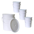 Pack 4 Baldes De Plástico Color Blanco Con Tapa 20 Litros